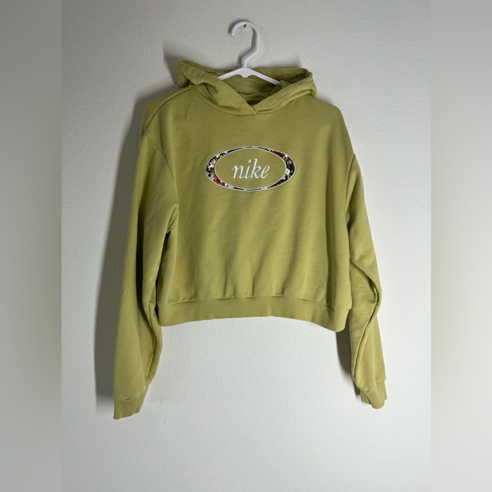 Nike Women's Sportswear Crop Fleece Hoodie Sweatshirt Tea Tree Size S